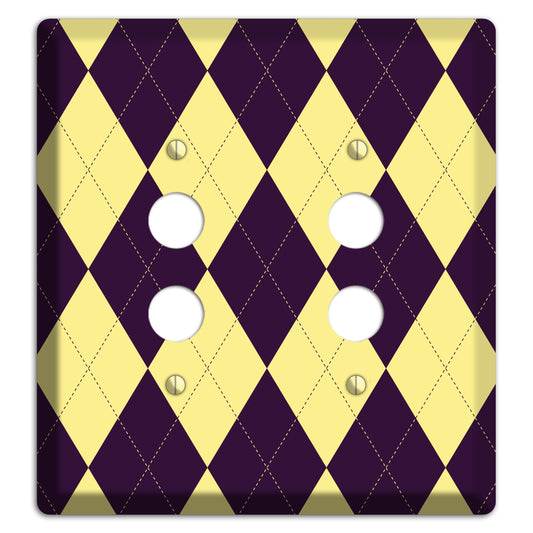 Yellow and Black Argyle 2 Pushbutton Wallplate