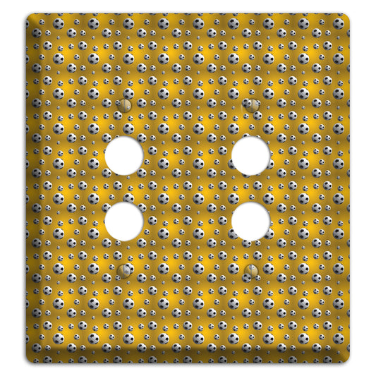 Yellow with Soccer Balls 2 Pushbutton Wallplate