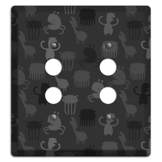 Silly Monsters Black and Grey 2 Pushbutton Wallplate