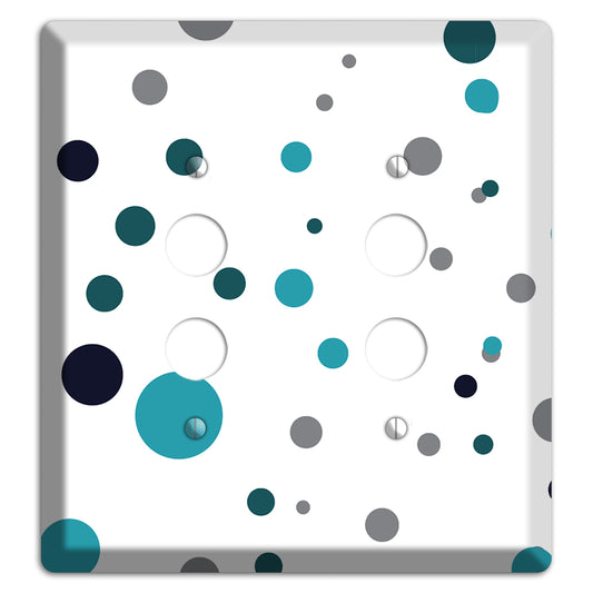 Teal and Blue Dots 2 Pushbutton Wallplate