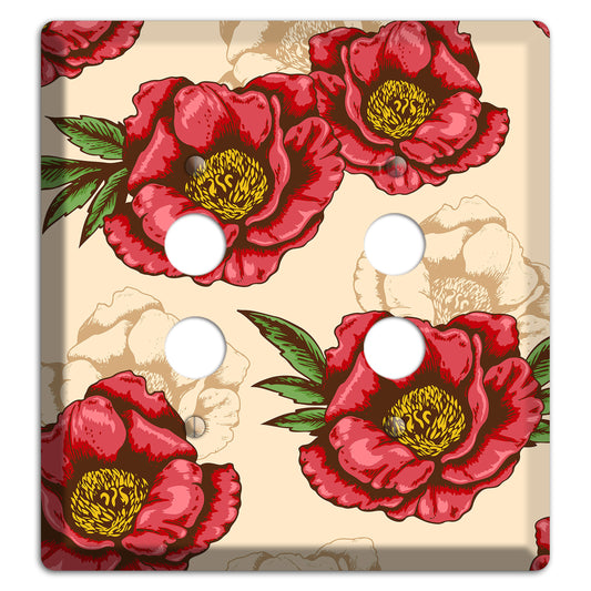 Red Peony Style A 2 Pushbutton Wallplate