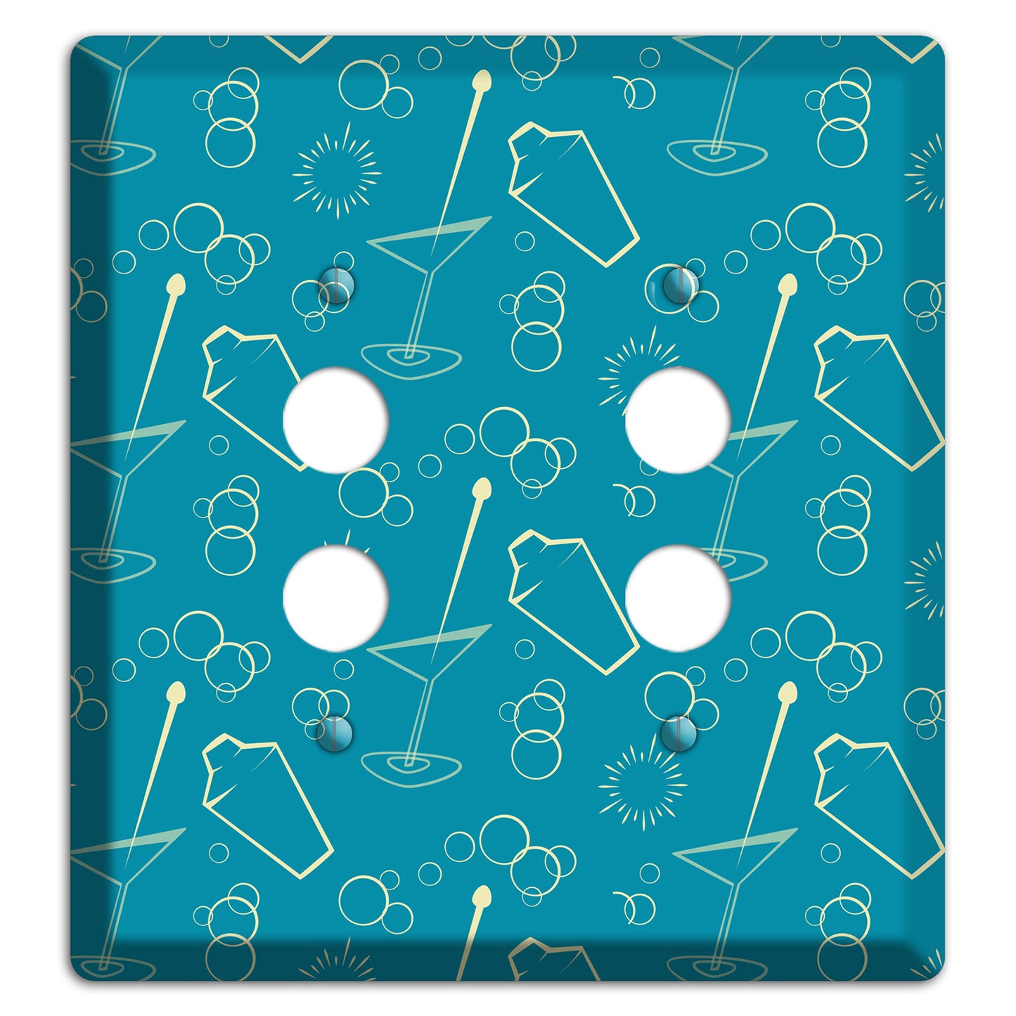 Teal Cocktail Hour 2 Pushbutton Wallplate