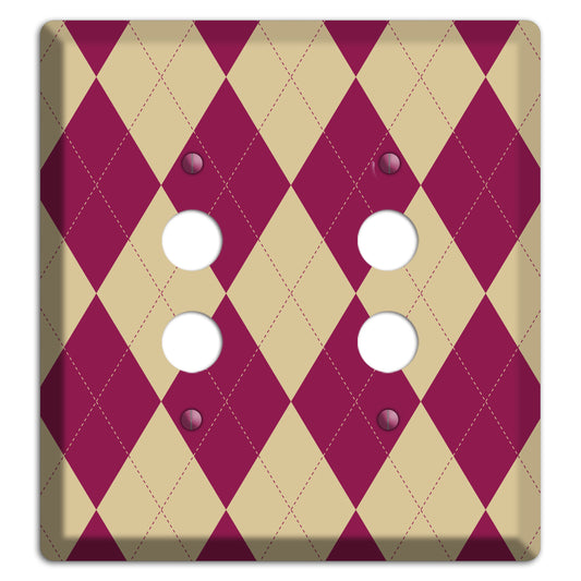 Red and Tan Argyle 2 Pushbutton Wallplate