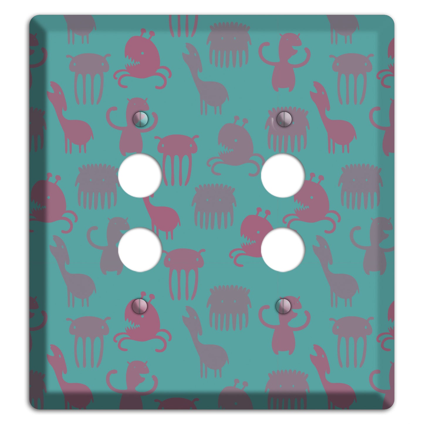 Sily Monsters Green 2 Pushbutton Wallplate