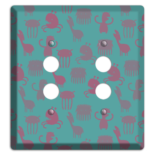 Sily Monsters Green 2 Pushbutton Wallplate