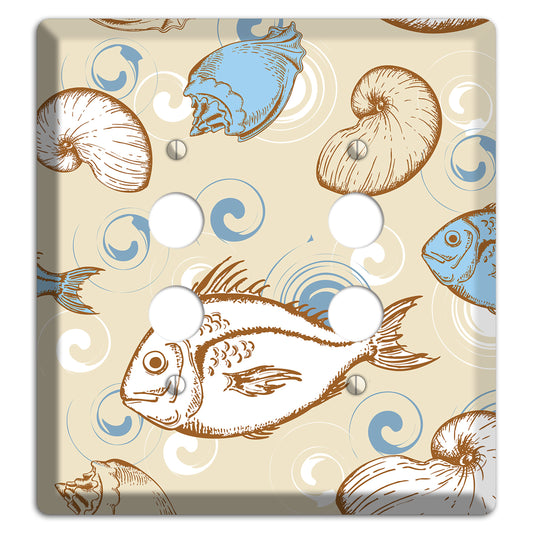 Mixed Sea Life Style 2 2 Pushbutton Wallplate