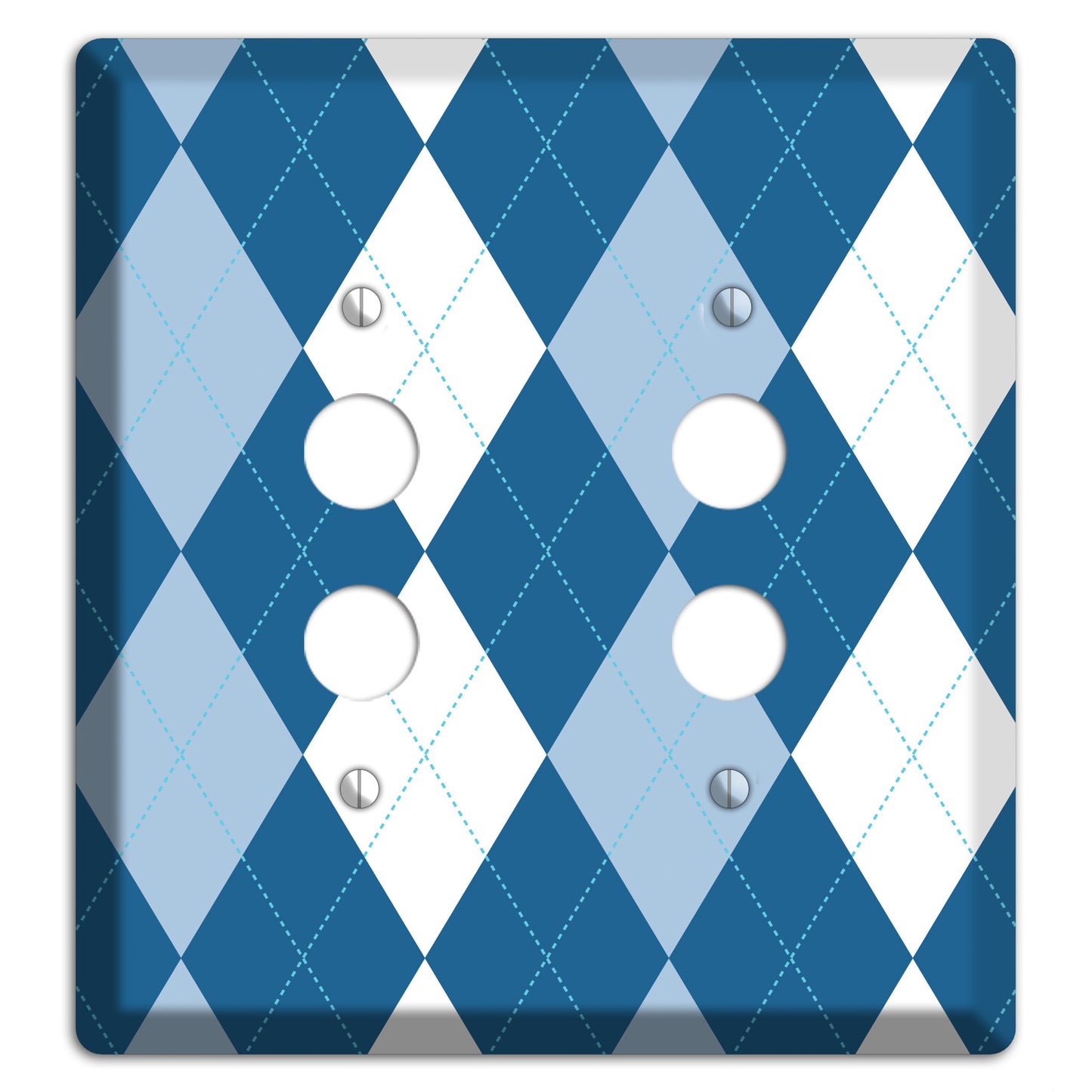 Blue Argyle 2 Pushbutton Wallplate