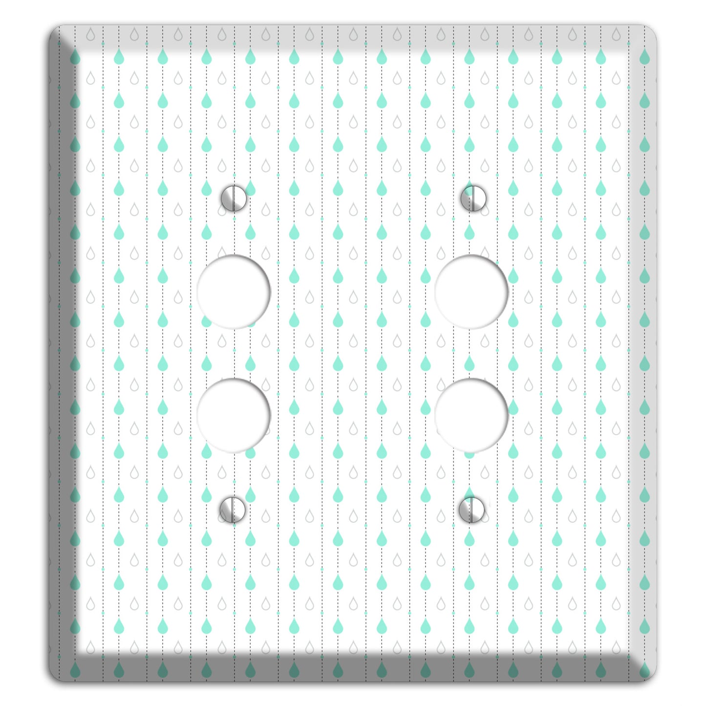 White and Blue Drops 2 2 Pushbutton Wallplate