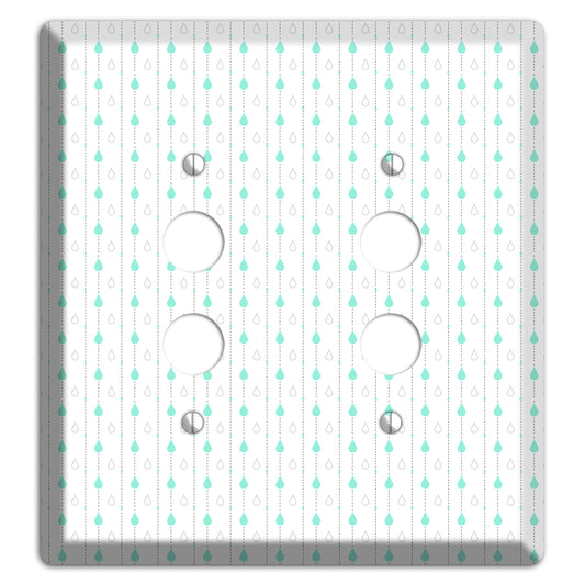 White and Blue Drops 2 2 Pushbutton Wallplate