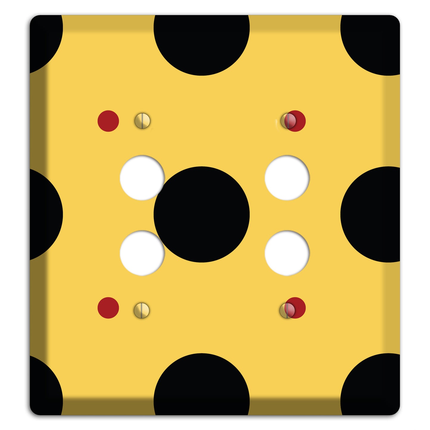 Yellow with Black and Red Multi Tiled Medium Dots 2 Pushbutton Wallplate