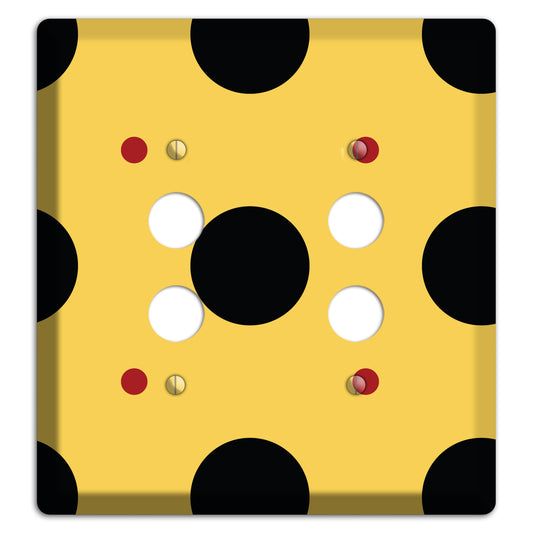 Yellow with Black and Red Multi Tiled Medium Dots 2 Pushbutton Wallplate