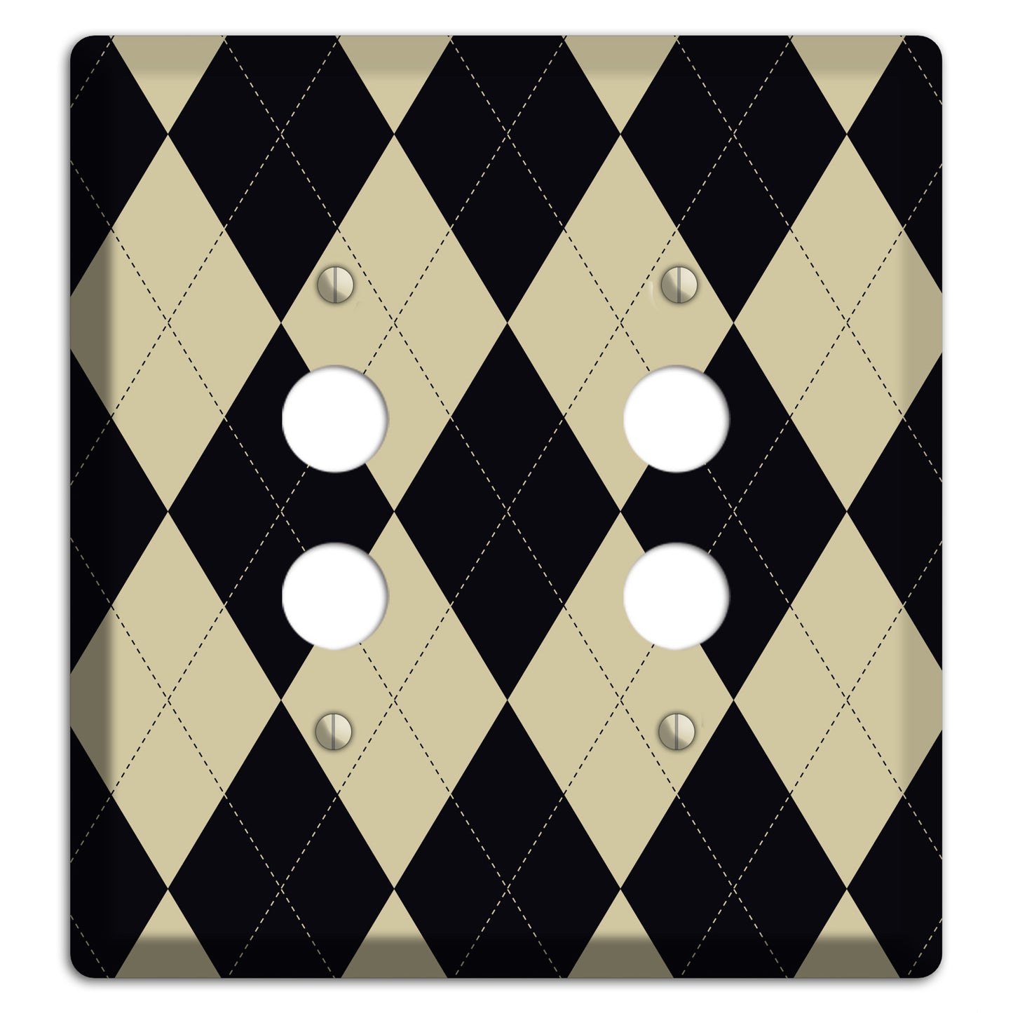 Tan and Black Argyle 2 Pushbutton Wallplate