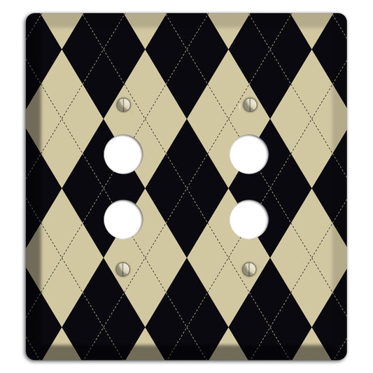 Tan and Black Argyle 2 Pushbutton Wallplate