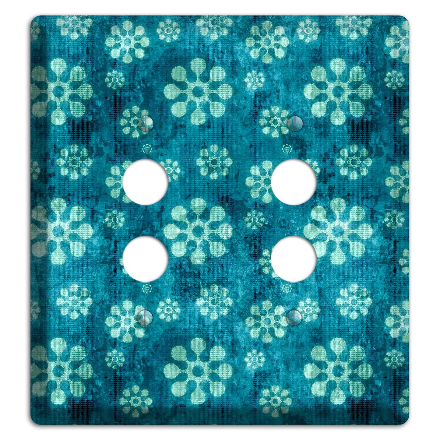 Turquoise Grunge Floral 2 Pushbutton Wallplate