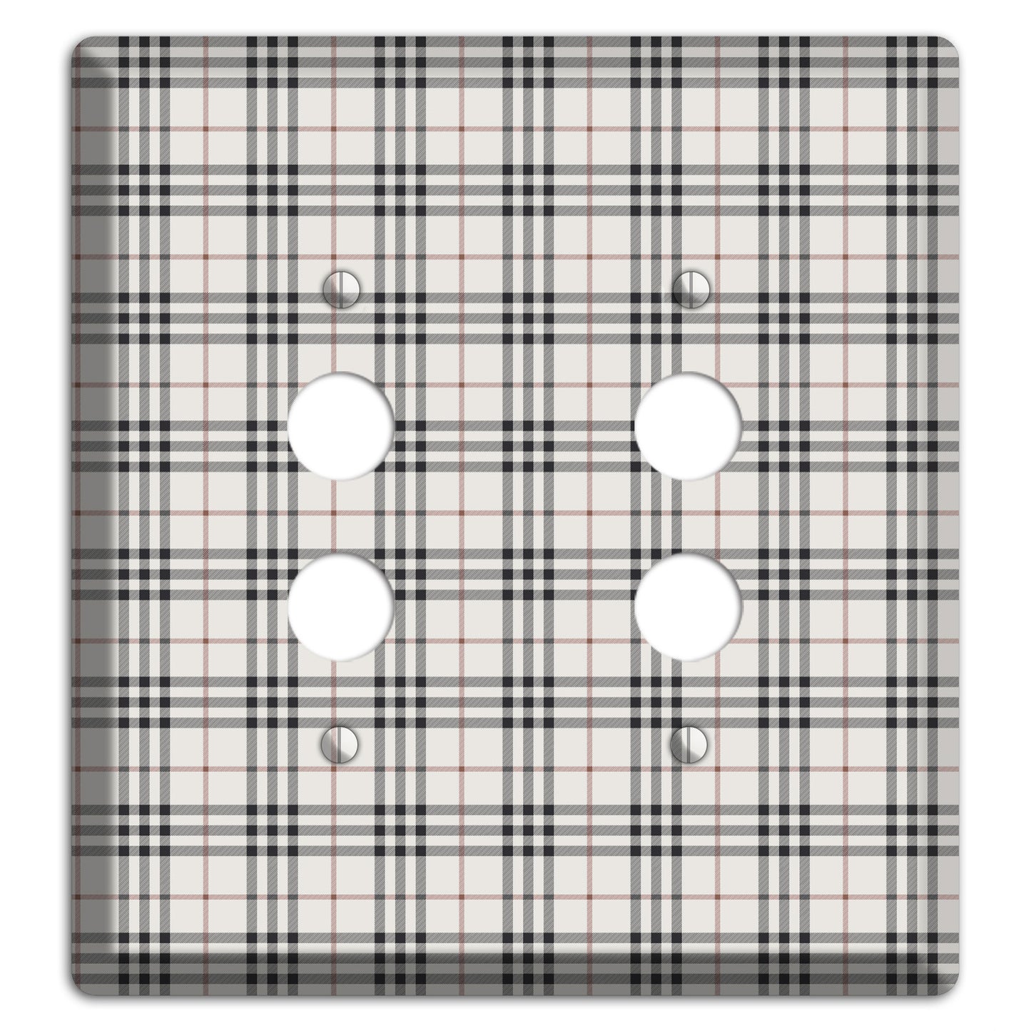 White and Black Plaid 2 Pushbutton Wallplate