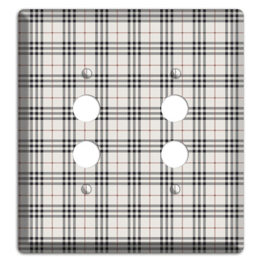 White and Black Plaid 2 Pushbutton Wallplate