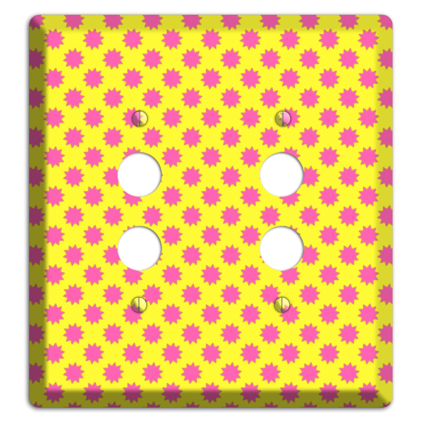 Yellow with Pink Burst 2 Pushbutton Wallplate