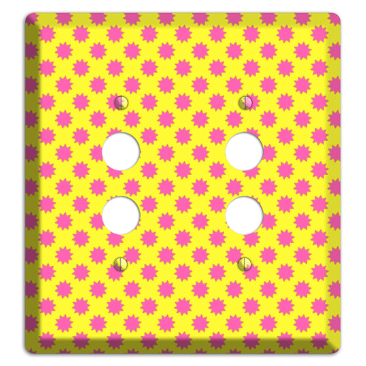 Yellow with Pink Burst 2 Pushbutton Wallplate