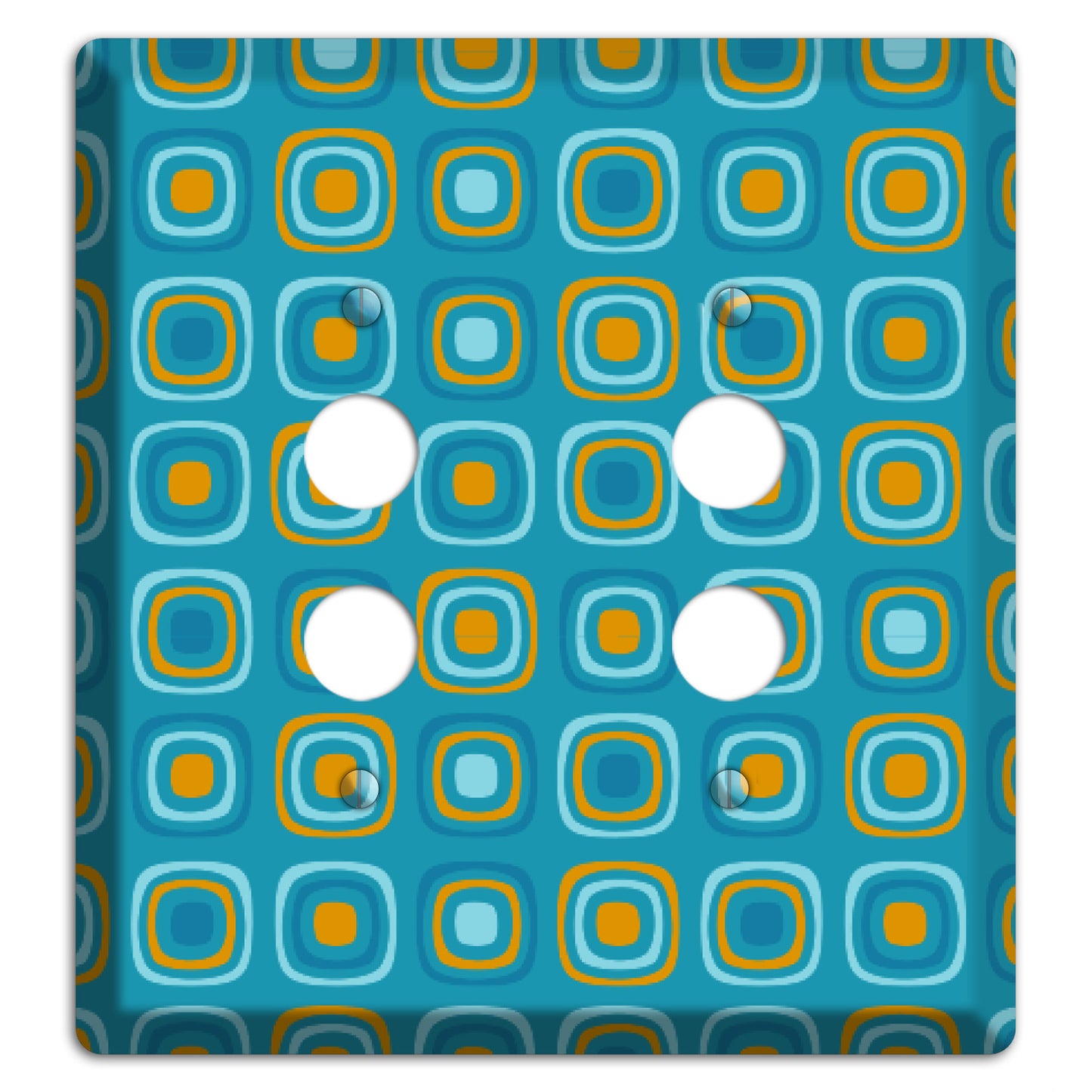 Teal and Mustard Rounded Squares 2 Pushbutton Wallplate