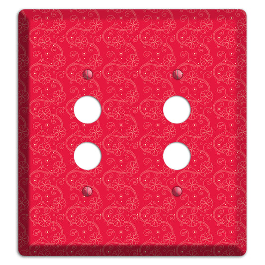 Tiny Red Floral Swirl 2 Pushbutton Wallplate