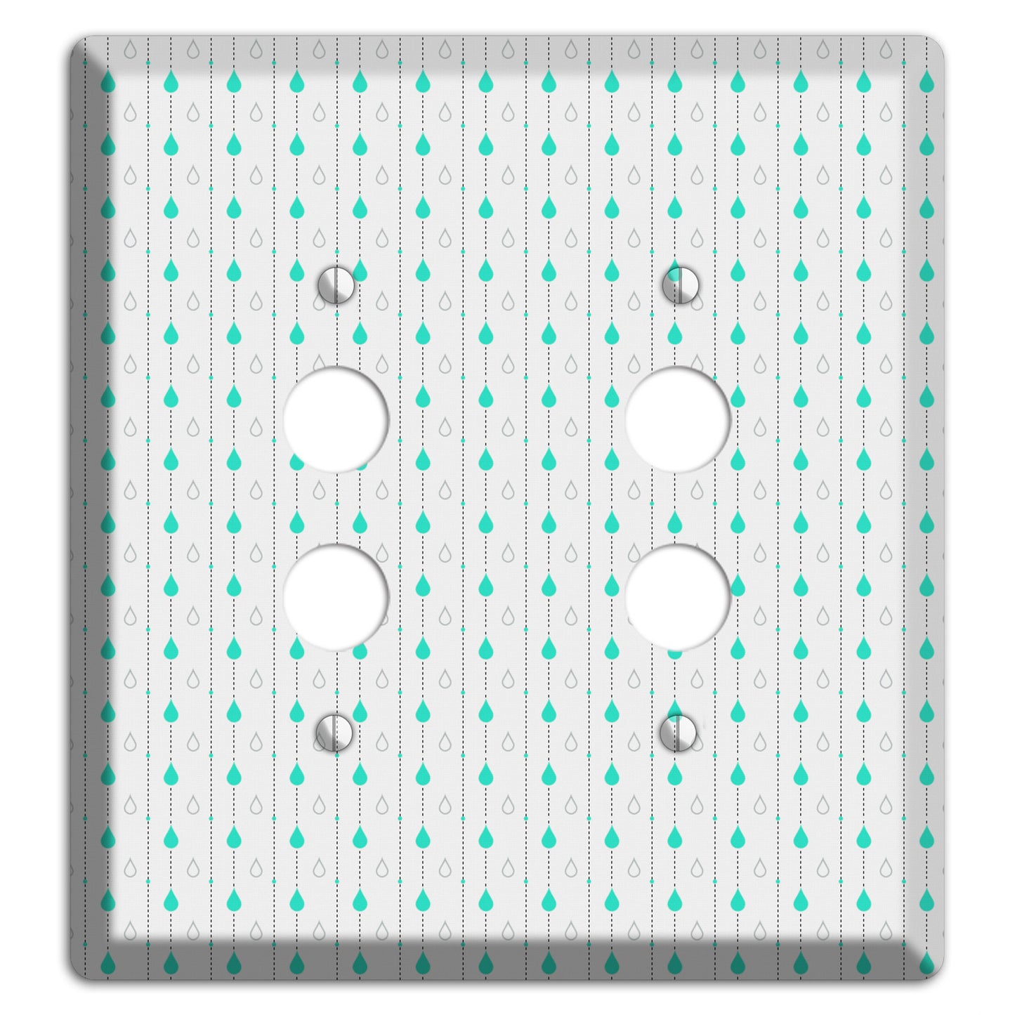 White and Blue Drops 2 Pushbutton Wallplate