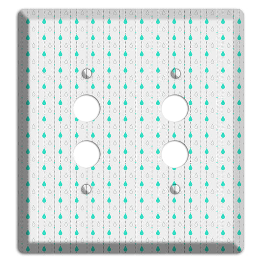 White and Blue Drops 2 Pushbutton Wallplate