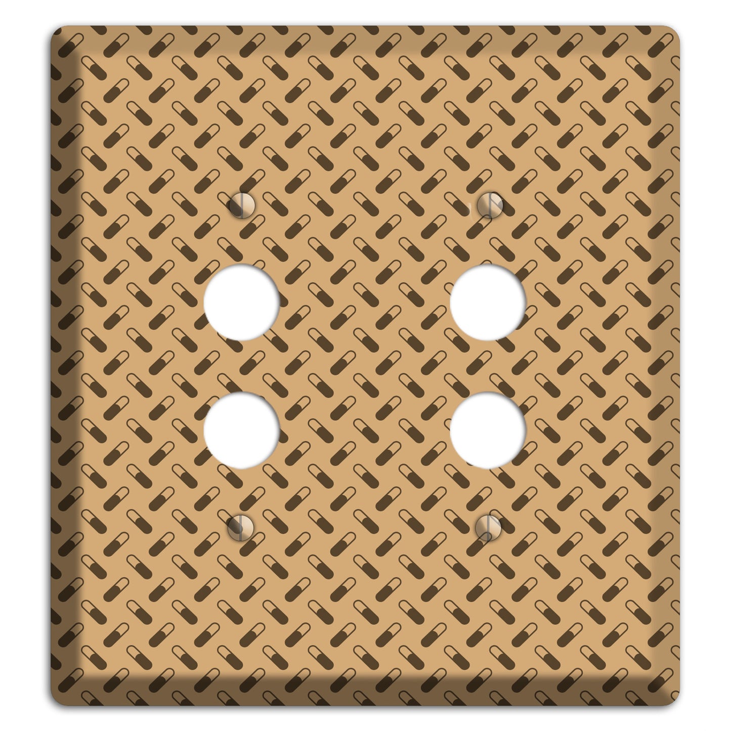 Beige with Brown Motif 2 Pushbutton Wallplate