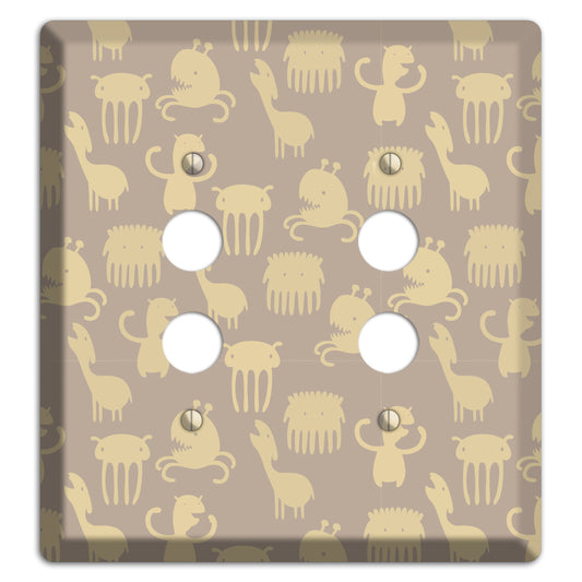 Silly Monsters Brown 2 Pushbutton Wallplate