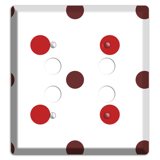 Red and Brown Medium Polka Dots 2 Pushbutton Wallplate