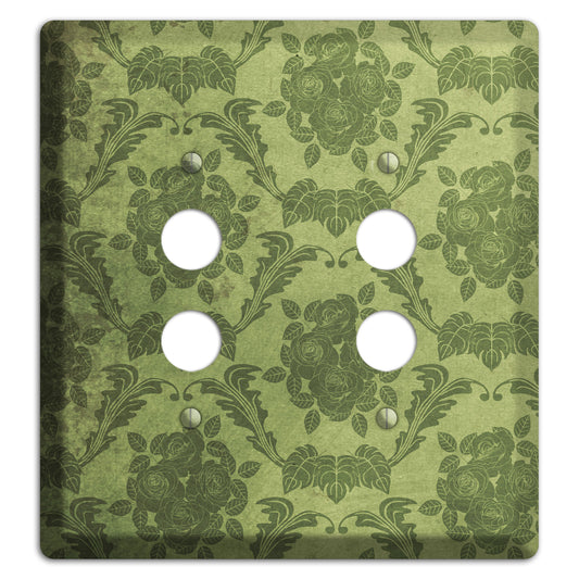 Green Smoke Vintage Rose Damask 2 Pushbutton Wallplate