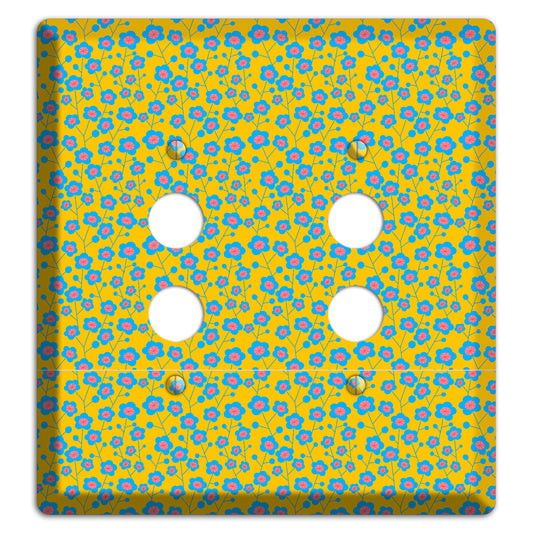 Yellow Blue Pink Calico 2 Pushbutton Wallplate