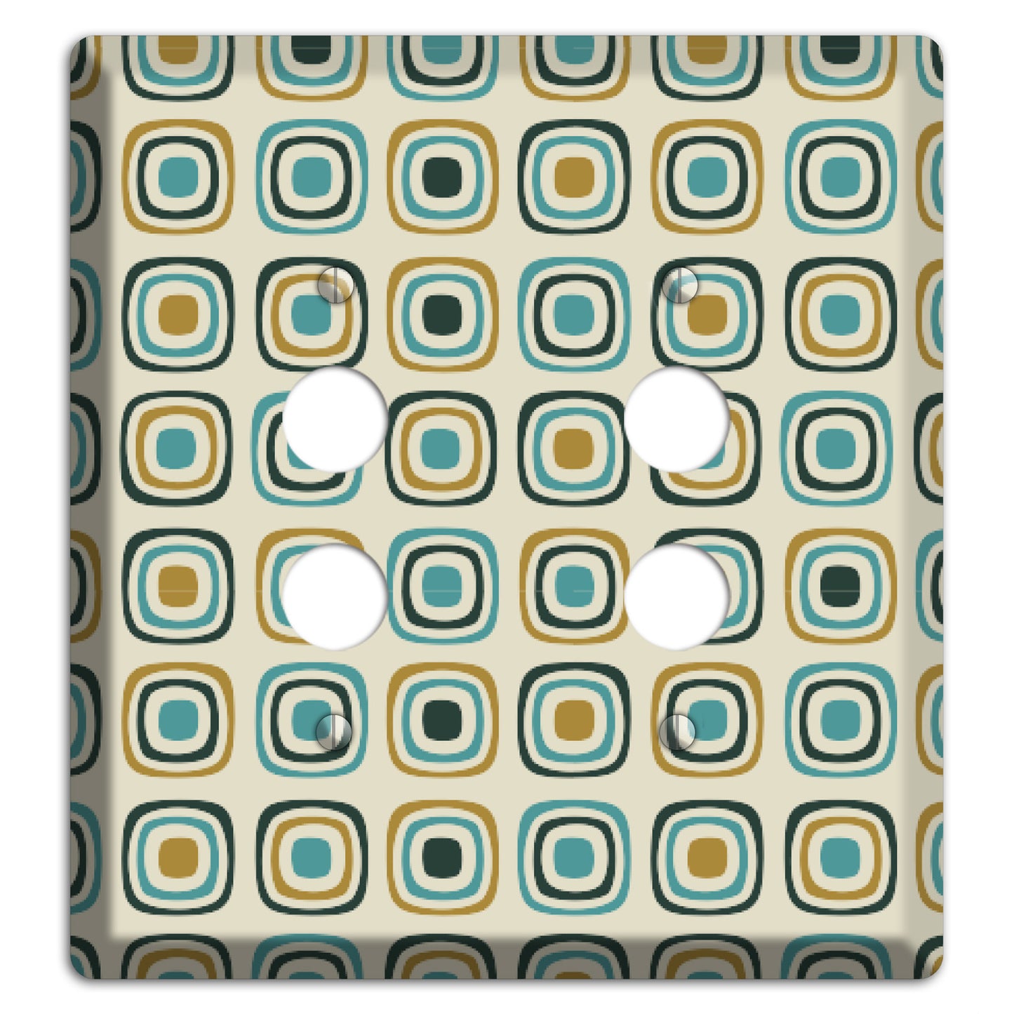 Yellow and Blue Rounded Squares 2 Pushbutton Wallplate