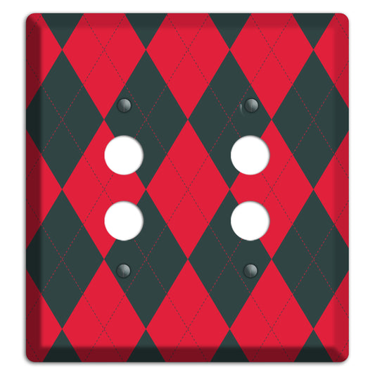 Red and Black Argyle 2 Pushbutton Wallplate