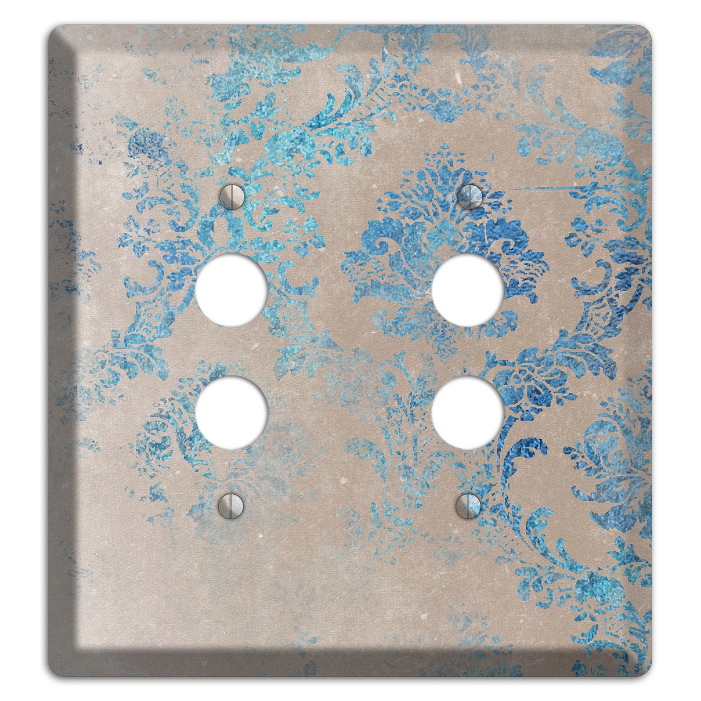 Pewter Whimsical Damask 2 Pushbutton Wallplate