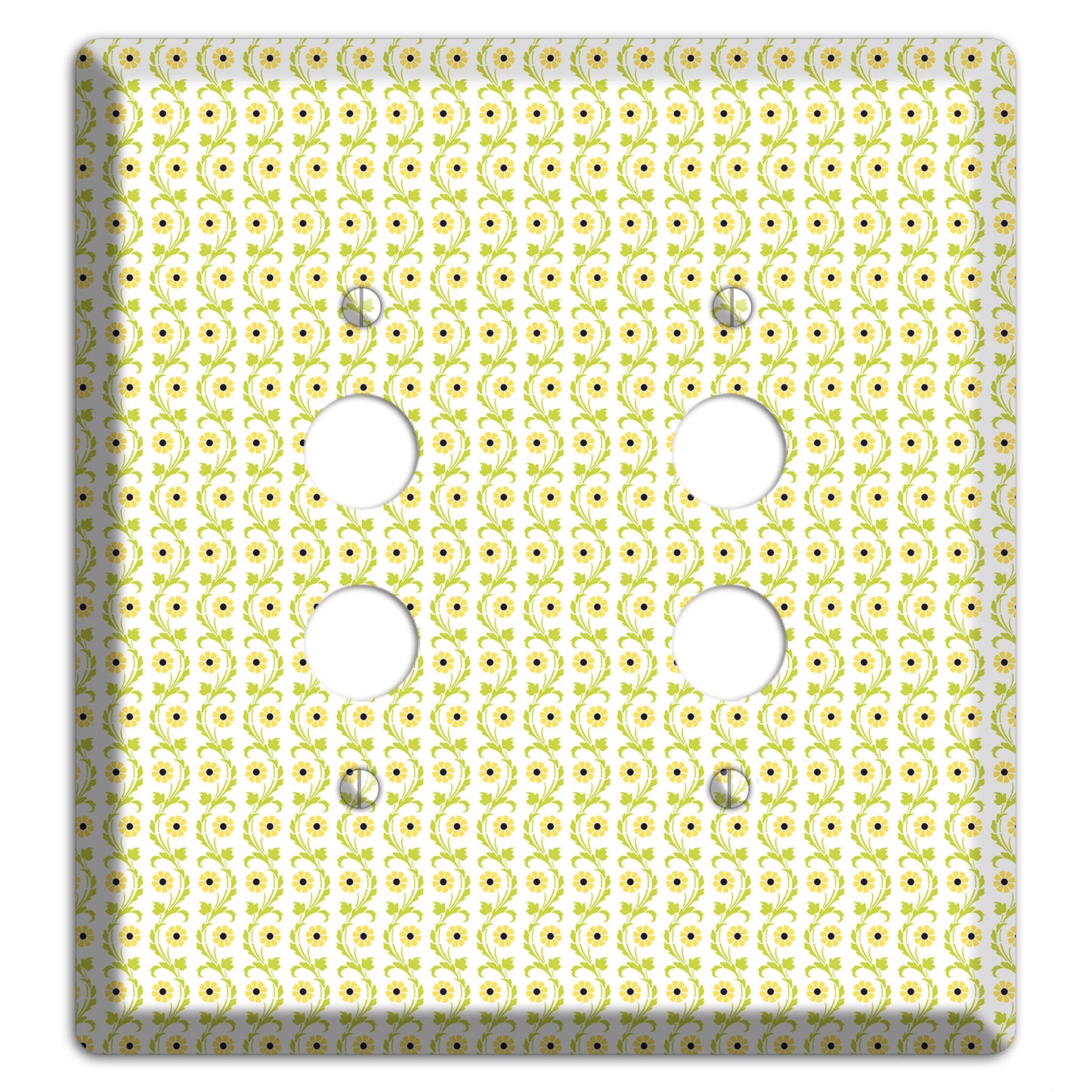 Tiny Yellow and Green Retro Sprig 2 Pushbutton Wallplate