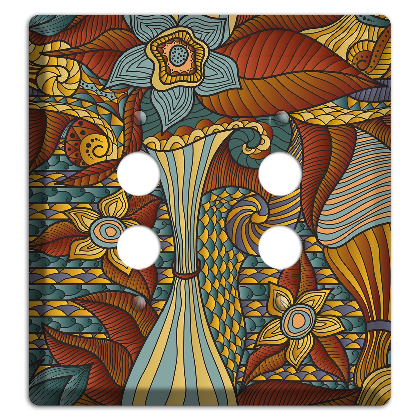 Retro Flourish 4 2 Pushbutton Wallplate