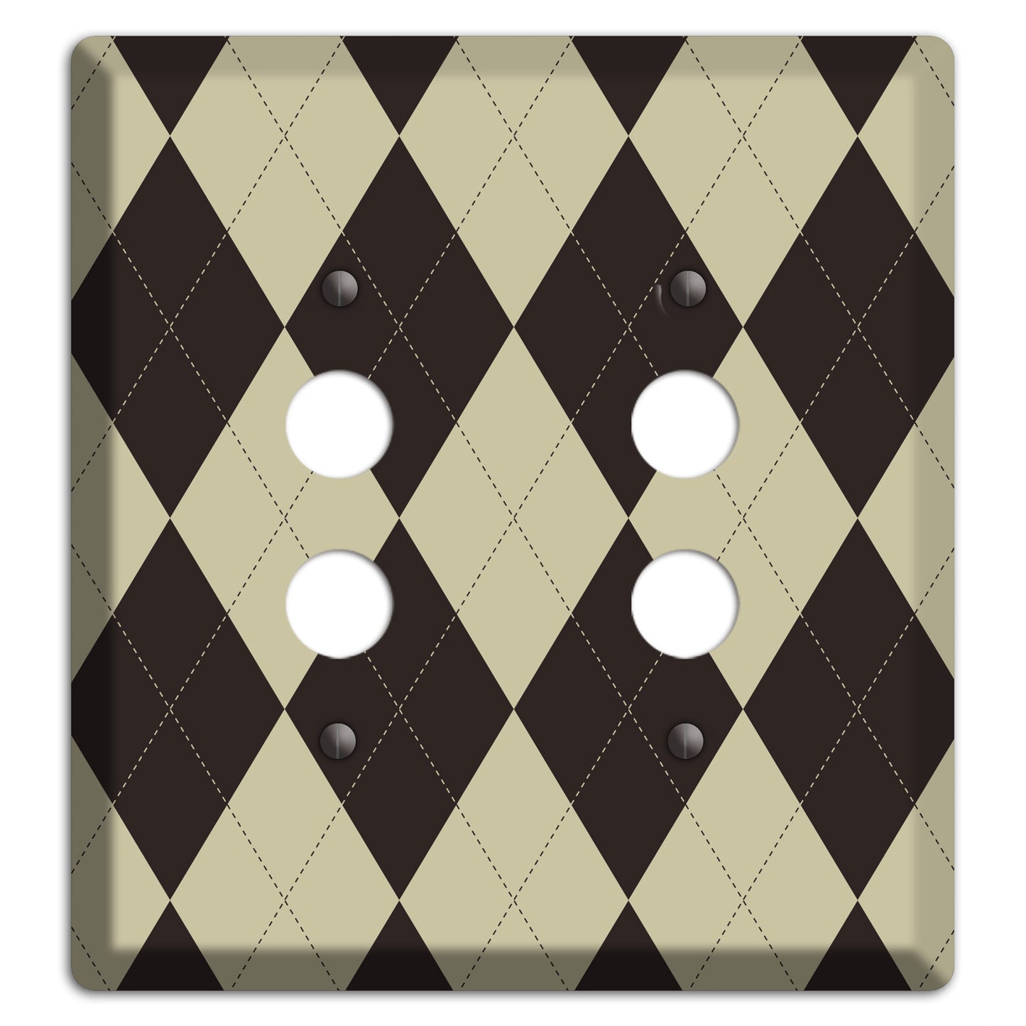 Beige and Black Argyle 2 Pushbutton Wallplate