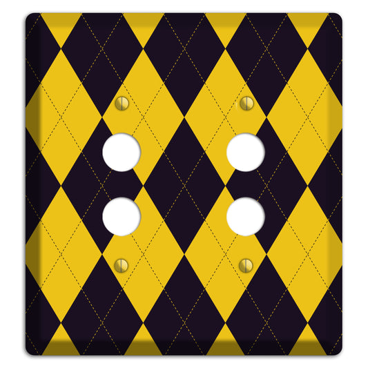 Yellow and Dark Purple Argyle 2 Pushbutton Wallplate