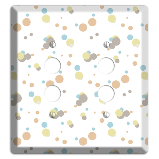 White with Soft Sage Blue and Umber Small Dots 2 Pushbutton Wallplate