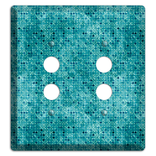 Turquoise Grunge Small Tile 2 Pushbutton Wallplate