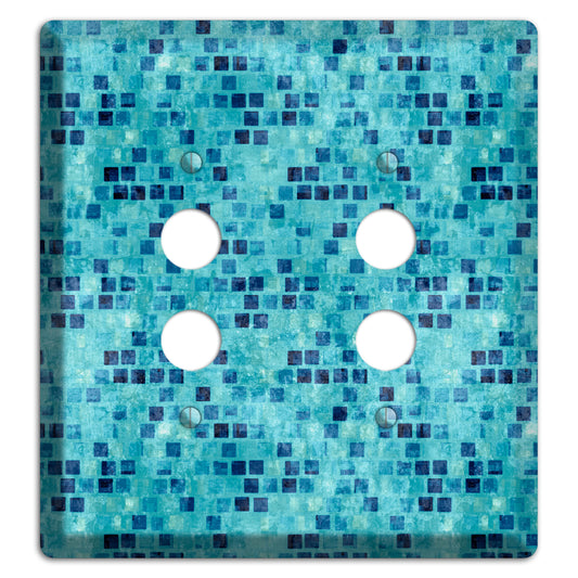 Turquoise Grunge Tile 2 Pushbutton Wallplate