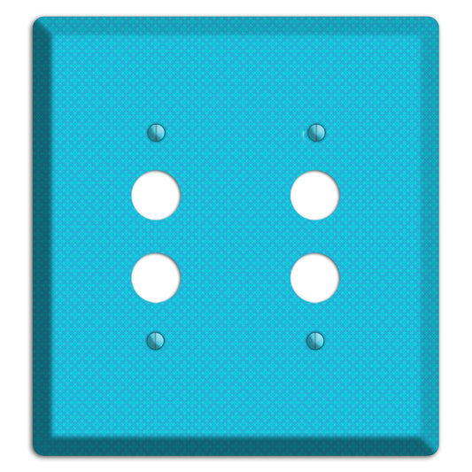 Turquoise Checkered Quatrefoil 2 Pushbutton Wallplate