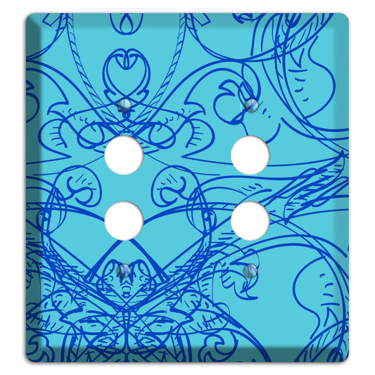 Turquoise Deco Sketch 2 Pushbutton Wallplate