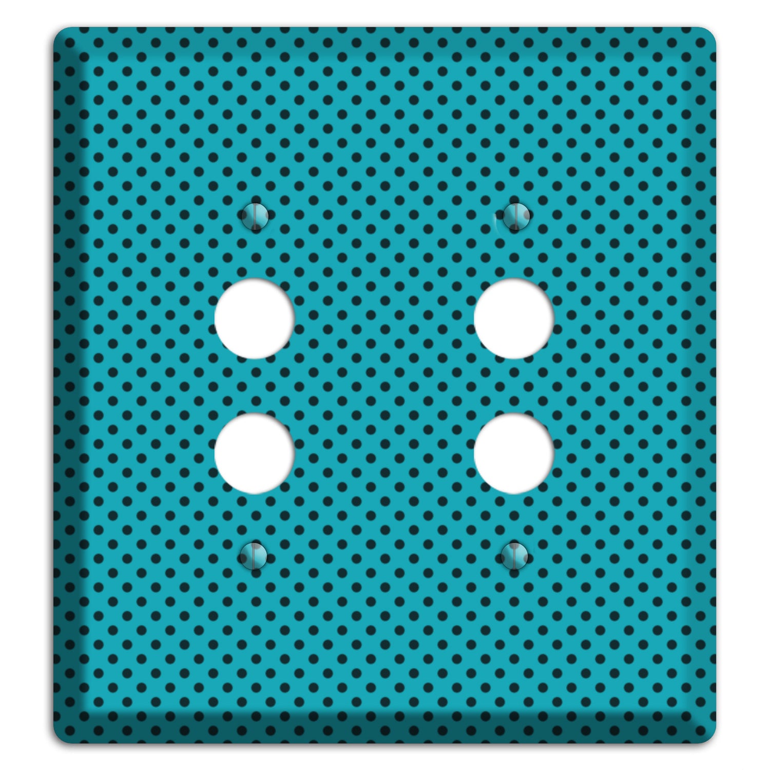 Turquoise with Polka Dots 2 Pushbutton Wallplate