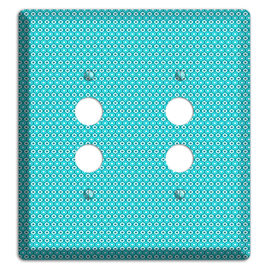 Turquoise Tiny Double Scallop 2 Pushbutton Wallplate