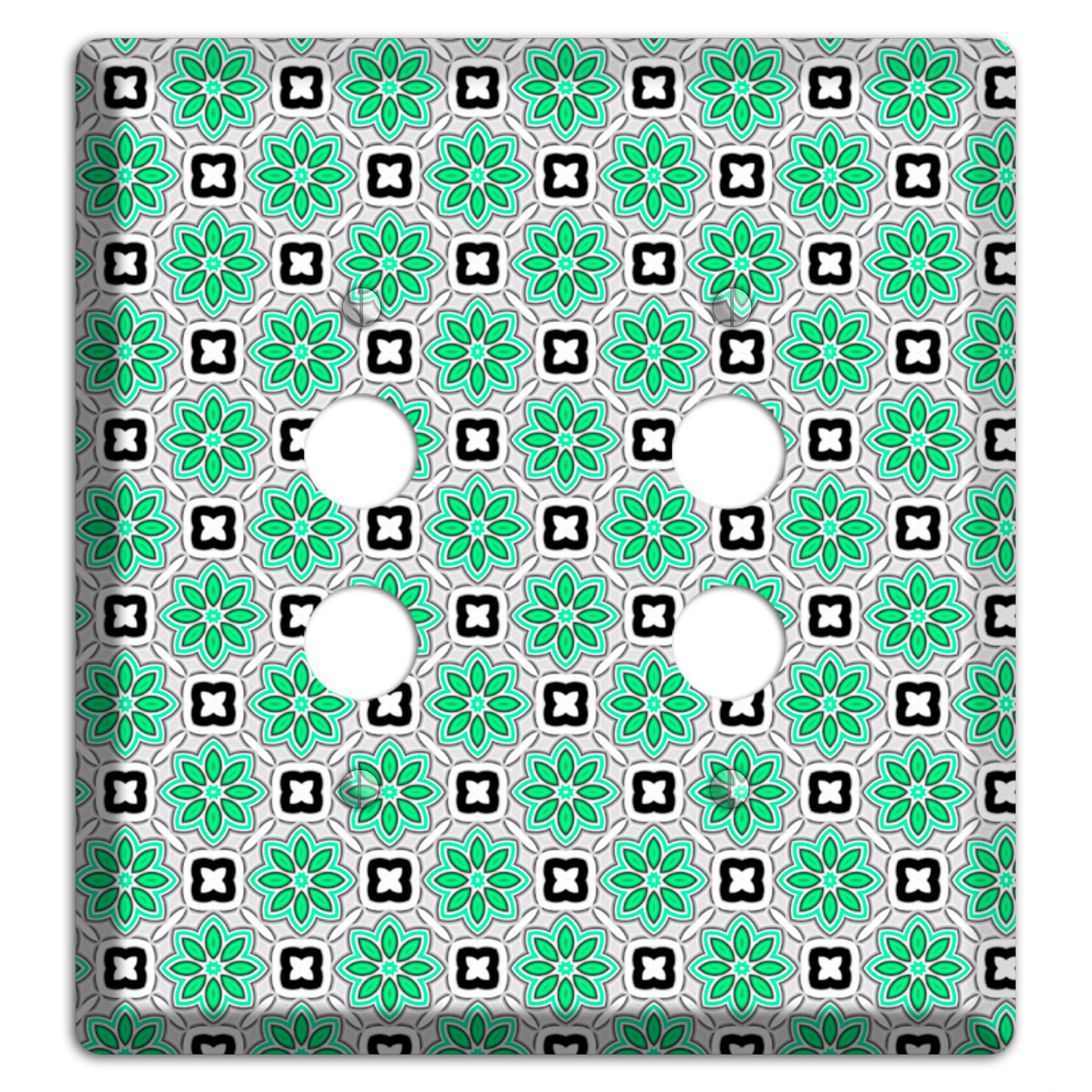 Green and Black Foulard 2 Pushbutton Wallplate