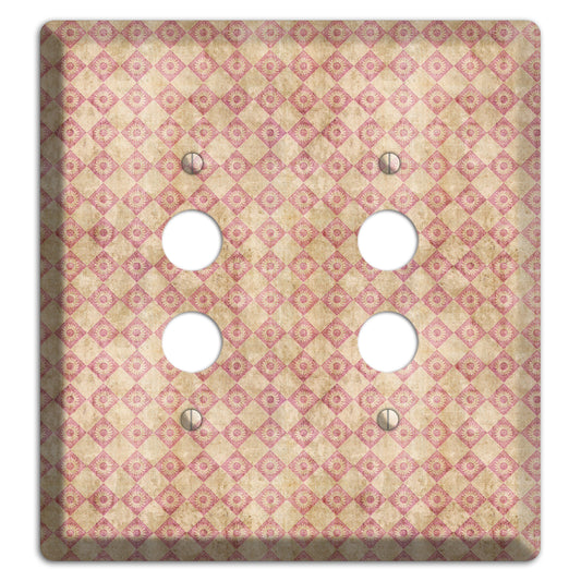 Red and Beige Diamond Circles 2 Pushbutton Wallplate