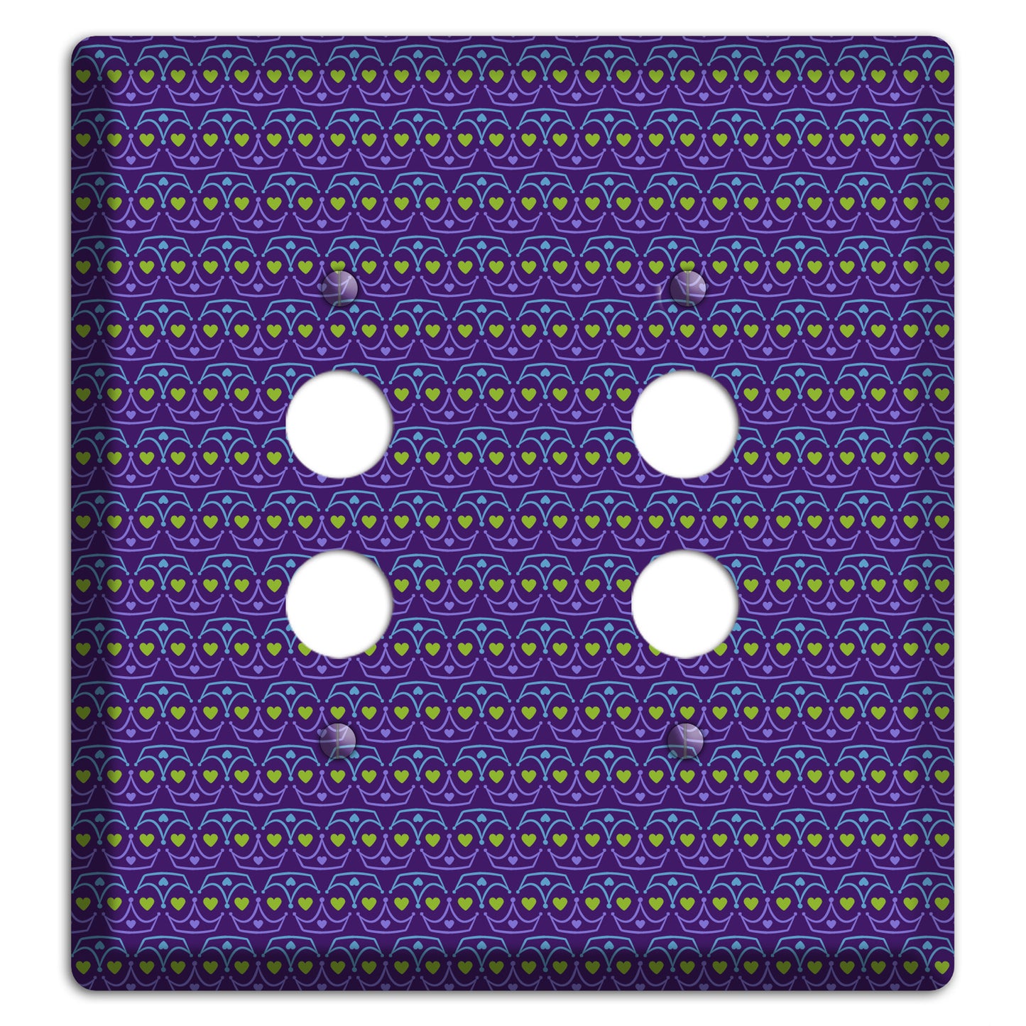 Purple Blue and Green Geometric Hearts 2 Pushbutton Wallplate