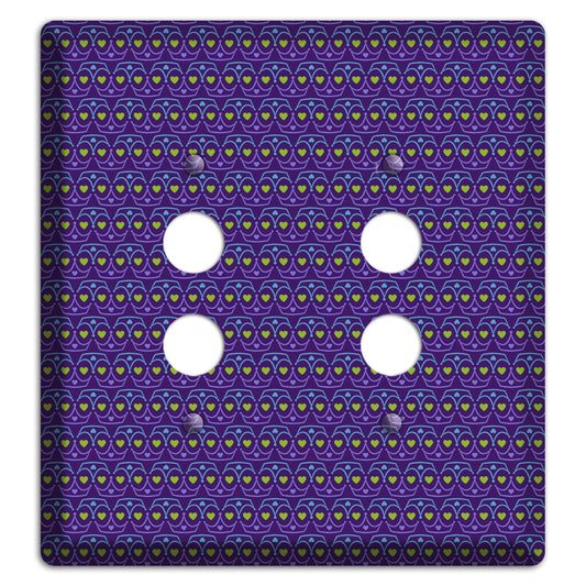 Purple Blue and Green Geometric Hearts 2 Pushbutton Wallplate