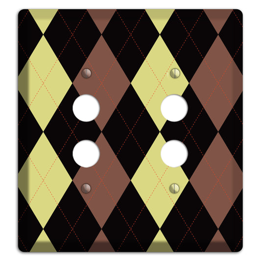 Yellow and Brown Argyle 2 Pushbutton Wallplate